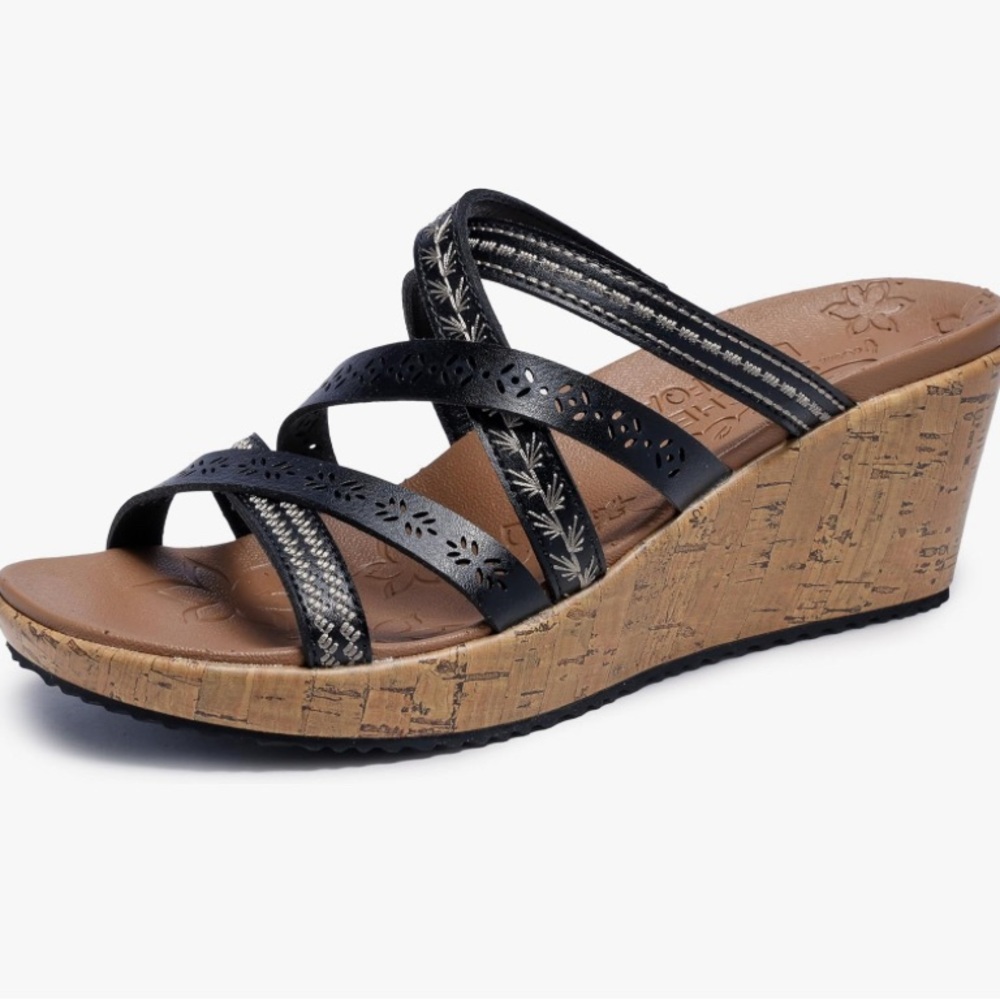 Sketchers Beverlee vegan wedges strappy sandals